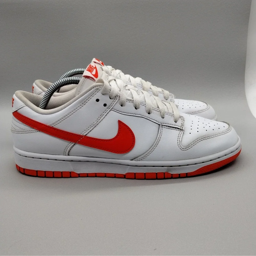 Nike Dunk Low Retro White Picante Red Sneakers Mens Size 9.5 Casual Skater Shoes